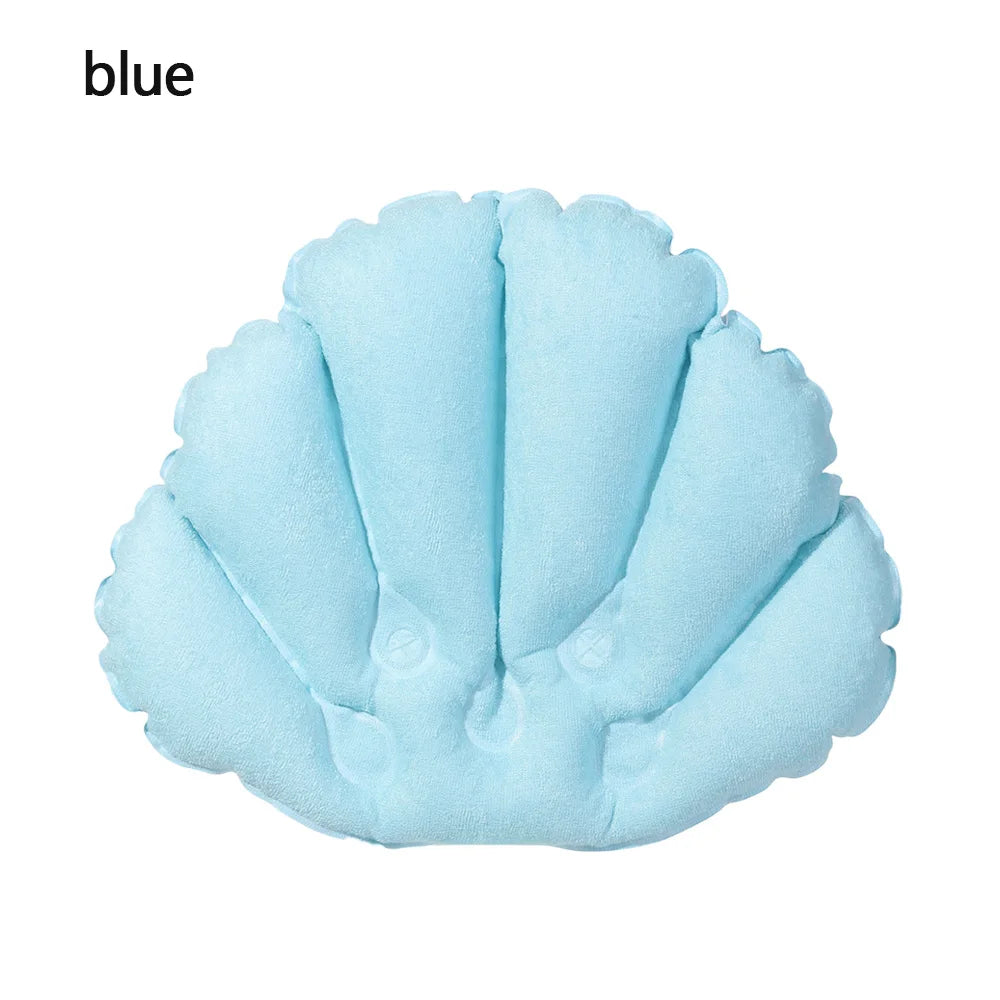 1PC Inflatable Bath Pillow With Suction Cups Soft Spa Neck Support Pillow Bathtub Anti-slip Fan-shaped Cushion Bathing Accessory