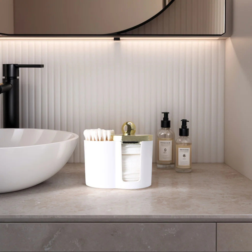 Bathroom Storage Container for Makeup Accessories Qtip Holder Clear Cotton Swab Cotton Balls Organizer Clear Vanity Organizer