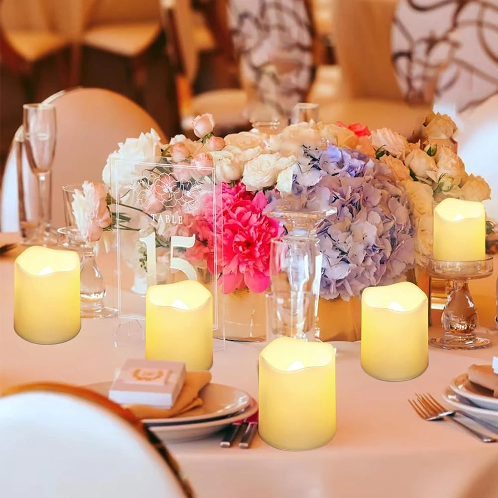 Flickering LED Ivory Electronic Candle, Flameless Tealight Candle, Battery Operated LED Tealight Candle, Ideal for Weddings, Tab