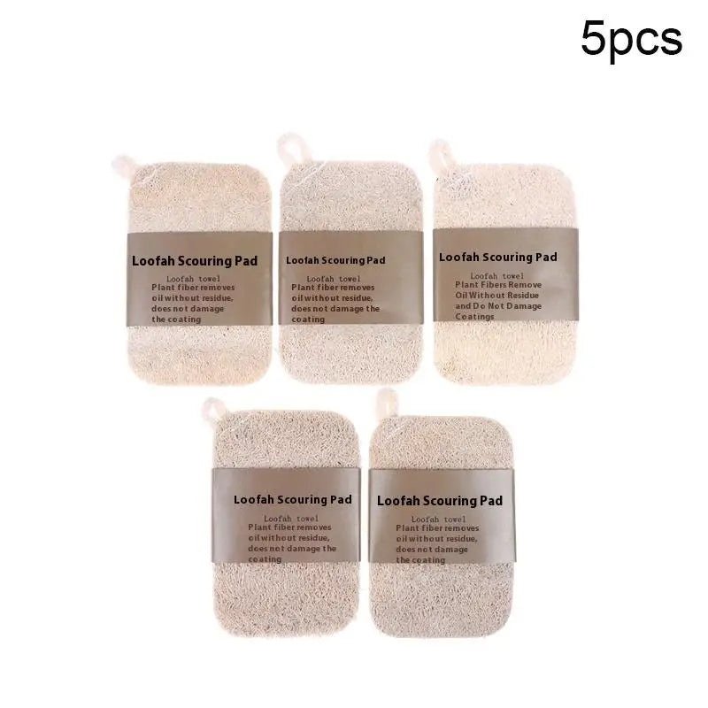10PCS/5PCS/1PC - Double Layer Natural Loofah Sponge For Kitchen Cleaning, Biodegradable, Suitable For Kitchen Cleaning