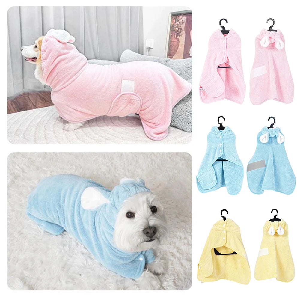 Bathrobe for Dogs Super Absorbent Dog Bathrobe Robe Quick-Drying Ultra-Absorbent Dog Bath Towel Dog Bath Accessories