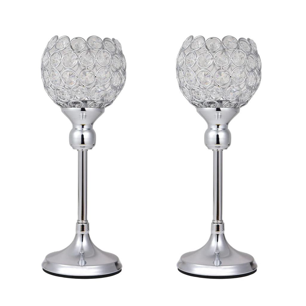 Crystal Tealight Candle Holders, Metal Glass Candlesticks, Wedding Table Centerpiece, Christmas Party, Home Decoration