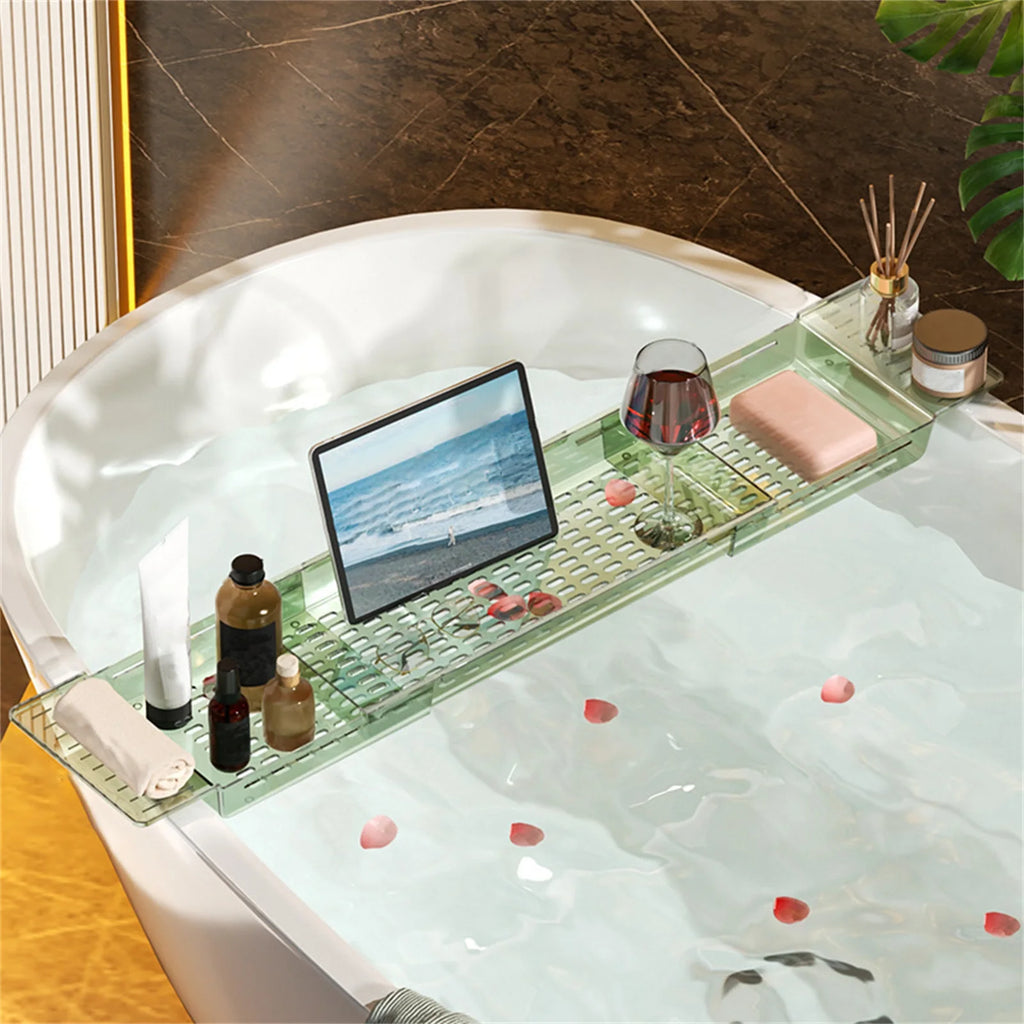 Bathtub Caddy Tray Expandable Bath Tray for Tub Tablet Holder Storage Holder Bath Caddy Tub Table Bath Shelf Accessories