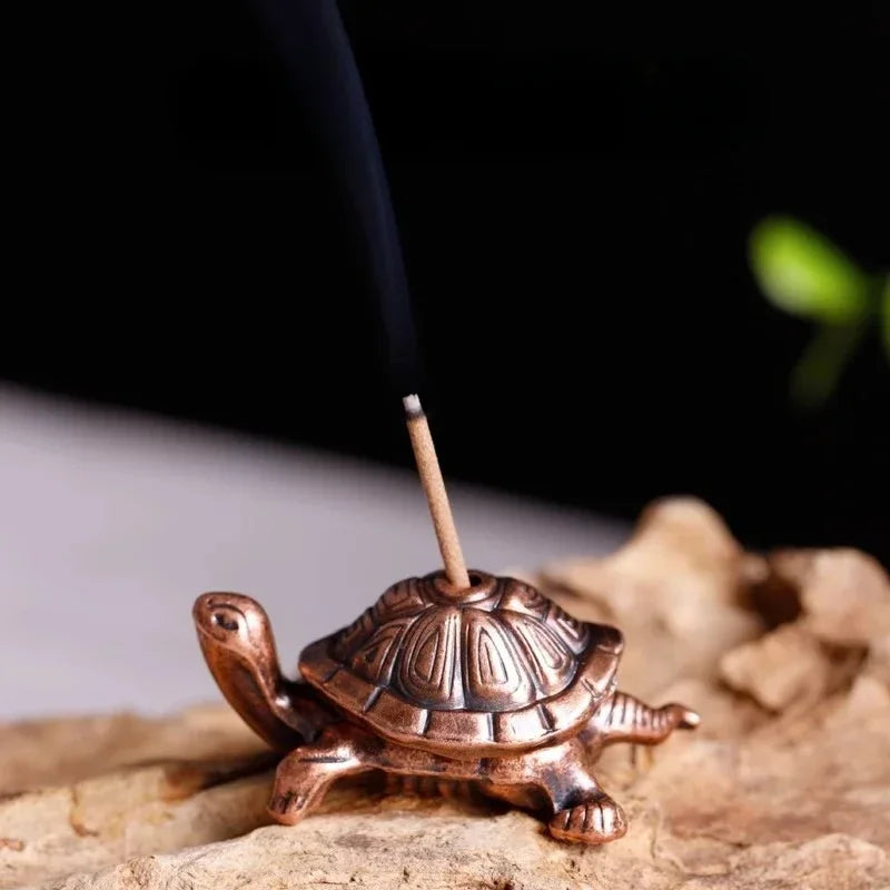 1pcs Mini Turtle Shape Incense Censer Sandalwood Stick Holder Vintage Bronze Animal Incense Holder Burner Stand Gift Home Decor