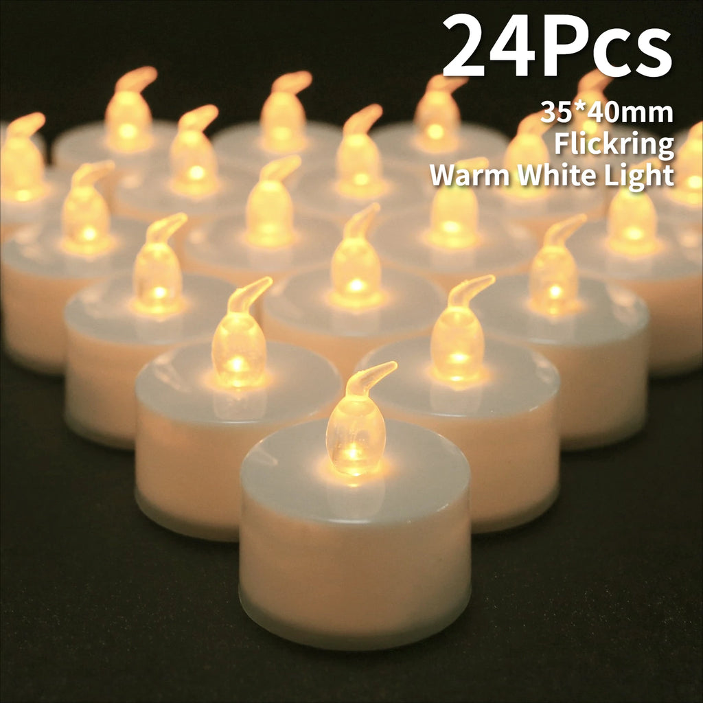 LED Tea Lights Candles Realistic Flickering Battery Operated Tealights Long Lasting Electric Candles for Christmas Wedding Decor