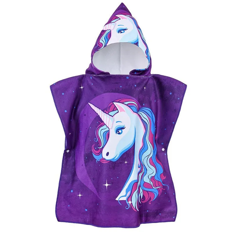 Kids Beach Towel for Boys Girls,Unicorn Hooded Bath Towel Wrap,0-5Years Baby Shark Bathrobe with Hood