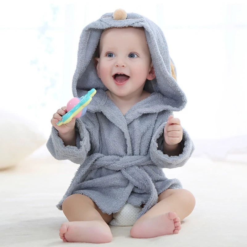 0-2Y Cotton Kids Robes Newborn Bath Towel Hood Cartoon Fashion Sleepwear Girls Boys Bathrobe For Children Baby Receiving Blanket