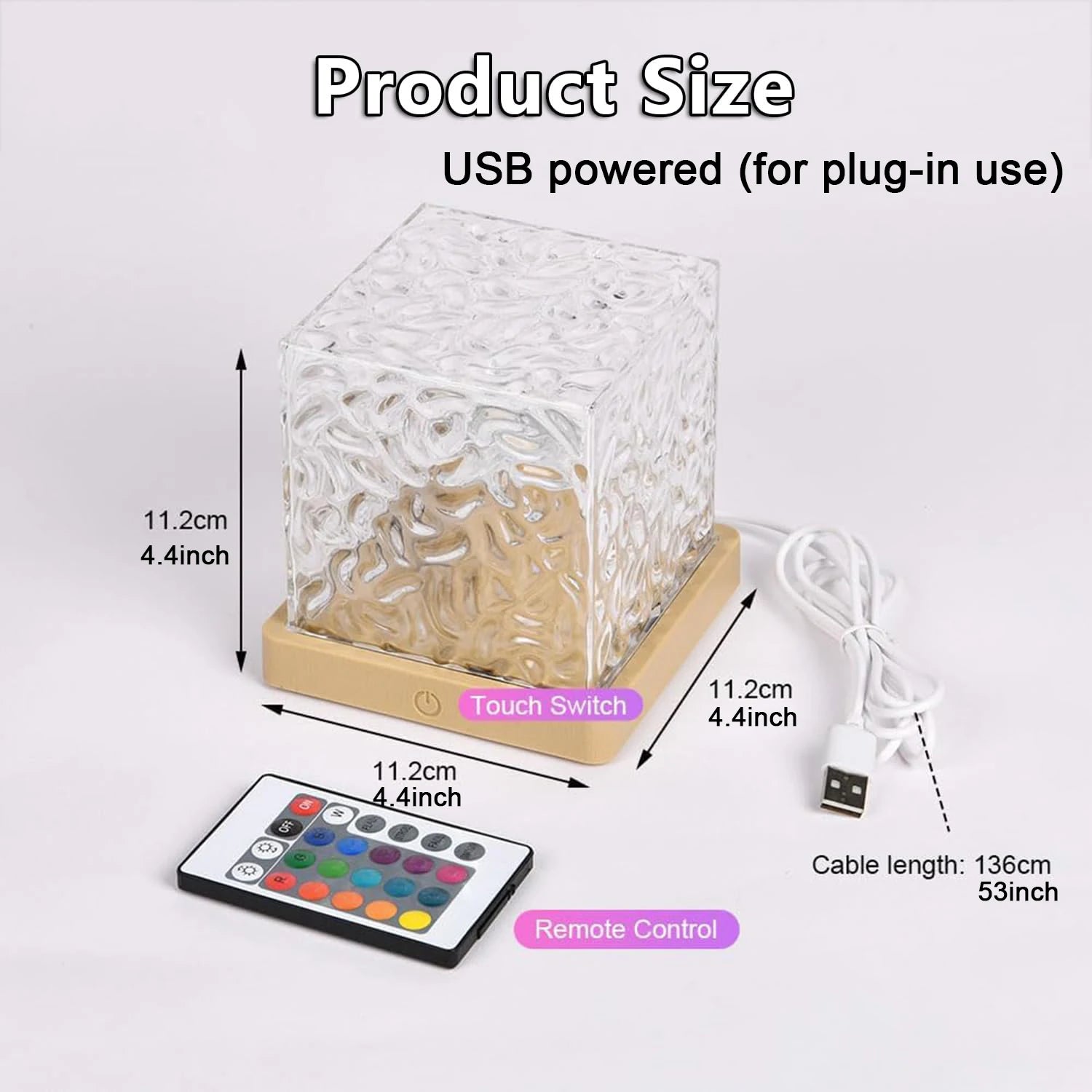 16 Colors Ocean Wave Water Projector Light Touch LED Night Light Remote Dimmable Auto Rotating USB Powered Gift Party Decoration