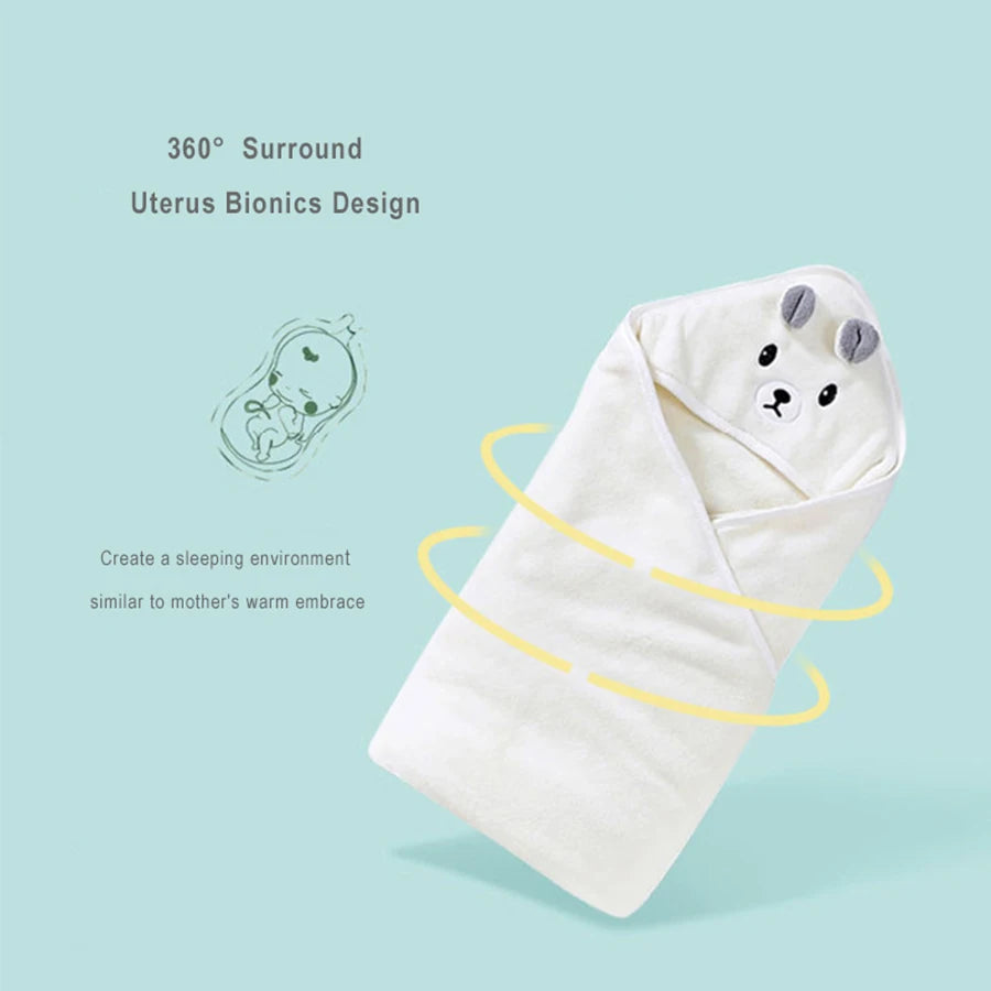 Infant Bath Towel Toddler Bathrobe Boy Girl Blankets Swaddle With Hood Cartoon Coral Fleece Towel Blanket Newborn Kids Bedding