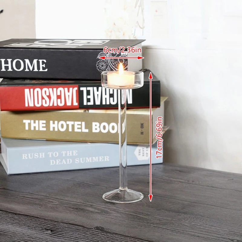 Tall Glass Candle Holder Transparent Candlestick Holder Stand Table Centerpiece For Home Bedroom Wedding Party Romantic Dinner