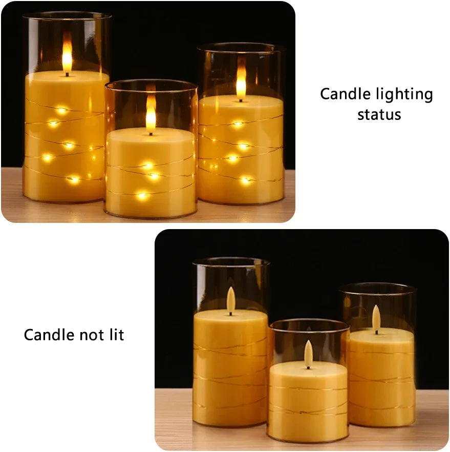 Flameless Led Candles 3 Pack with Remote Control AA Battery Powered Timmer Function Fairy Lights Pillar Candle Light Romantic