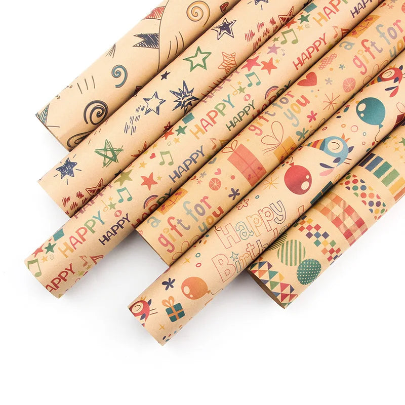 Happy Birthday Wrapping Paper 50*70cm Christmas Colorful DIY Flower Wedding Xmas Party Gift Packing Decor DIY Crafts Papers