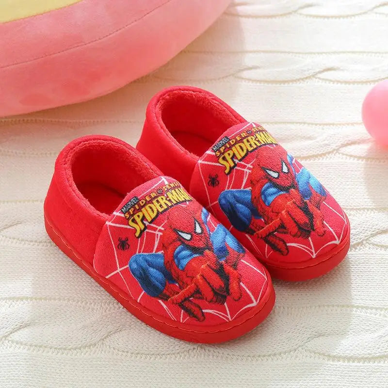 Cartoon Spider-Man Cotton Slippers for Kids – Unisex Winter House Shoes