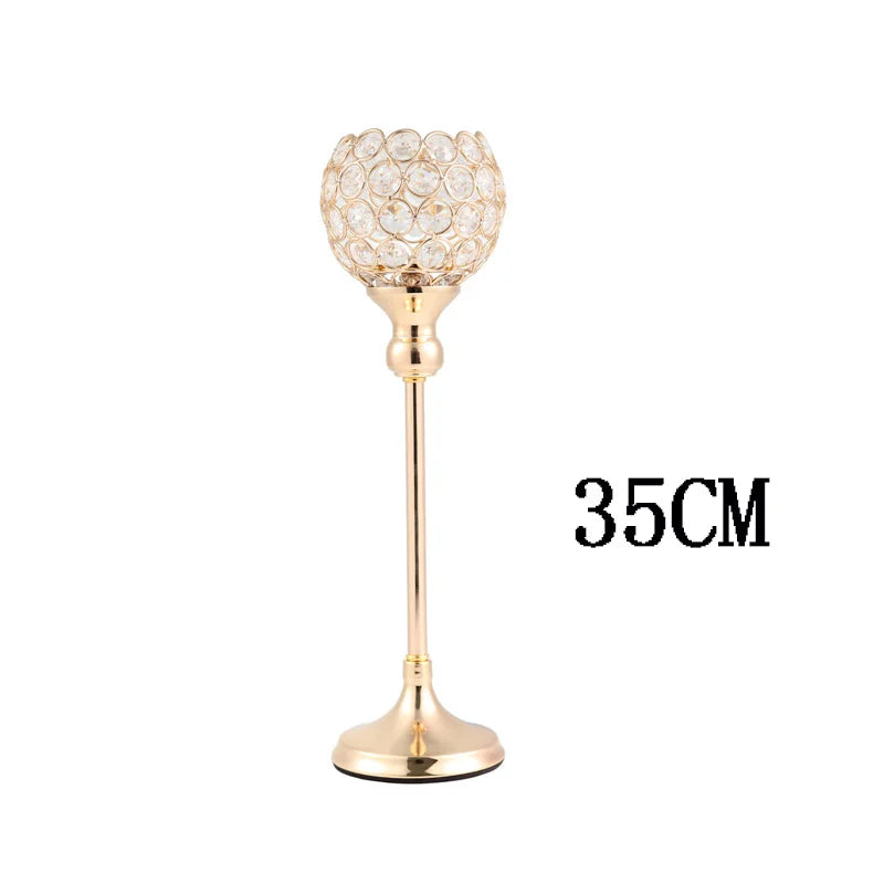 Crystal Tealight Candle Holders, Metal Glass Candlesticks, Wedding Table Centerpiece, Christmas Party, Home Decoration