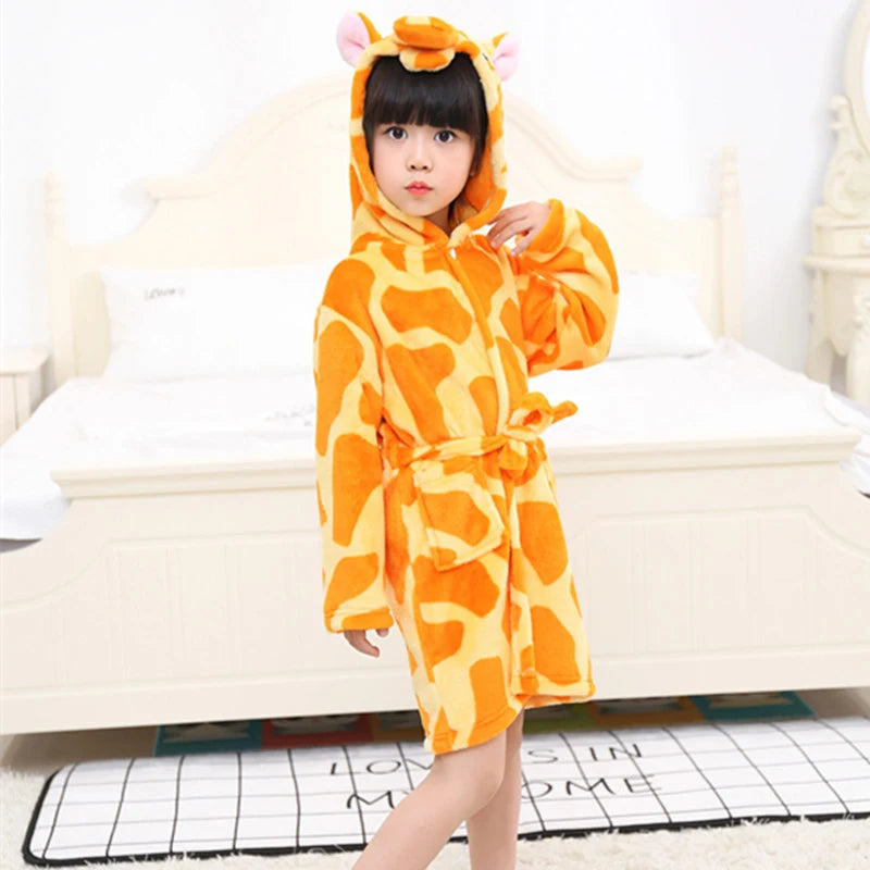 Kids Bathrobe for Girl Children Clothing Girl Flannel Bath Robe Clothes Boy Stitch Cartoon Night Robe Kids Pajamas For Girl