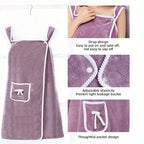 1 Piece Oversized Wearable Bath Towel - Super Soft Bath Towel Skirt with Pockets, Quick Drying and Absorbent, Bow Trim, Women's