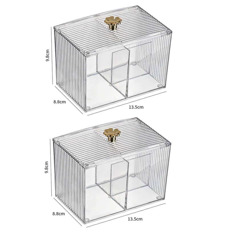 Transparent Storage Box Desktop Dust-Proof Makeup Lipstick Cosmetics Organizer Bathroom Cotton Swab Holder Jewelry Container