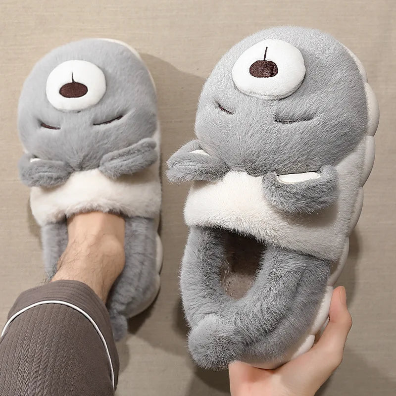 Cute Cozy Cartoon Bear Slippers for Women – Plush Winter Indoor Spa Comfort