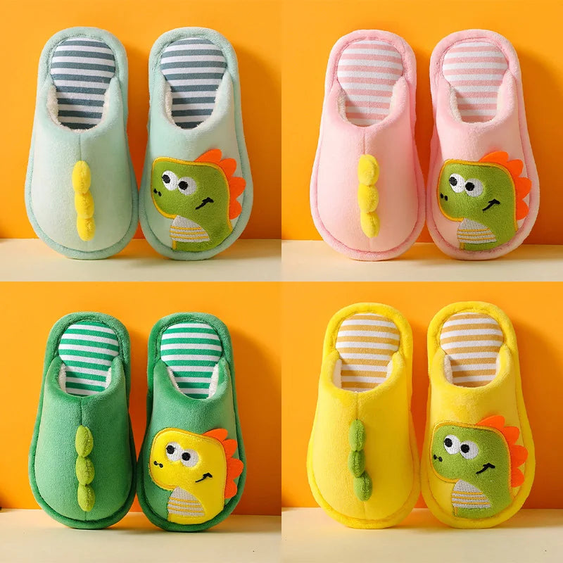 Dino Slide on Slippers for Kids – Unisex Cartoon House Shoes