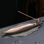 Chinese style retro fishing line incense burner, home decoration with a flat boat lying incense diffuser incense pedestal