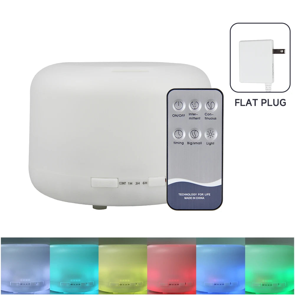 500ml Essential Oil Diffuser Quiet Aroma Mist Diffusers Scent Diffuser Wood Grain Remote Control Ultrasonic Air Humidifier