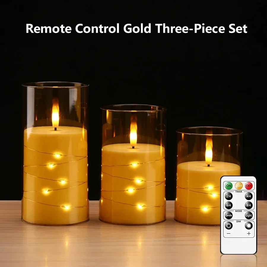 Flameless Led Candles 3 Pack with Remote Control AA Battery Powered Timmer Function Fairy Lights Pillar Candle Light Romantic