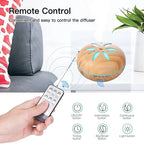 500ML Aromatherapy Essential Oil Diffuser Wood Grain Remote Control Ultrasonic Air Humidifier Cool with 7 Colorful LED Light