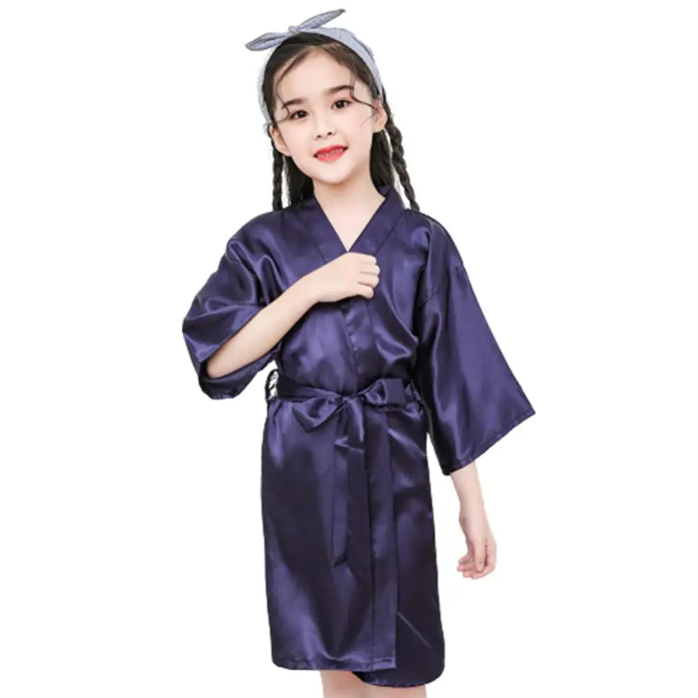Kids Bathrobe Girls Silk Robe Satin Robe Children Satin Sleepwear Dressing Gown Summer Sleepwear Boys Girls Pajamas Bath Robe