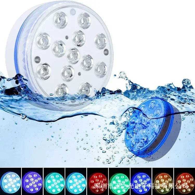 Updated IP68 RGB Submersible 13LED Underwater Light with Remote Control Underwater Pool Light Bright Lamp for Pond/Pool/Aquarium