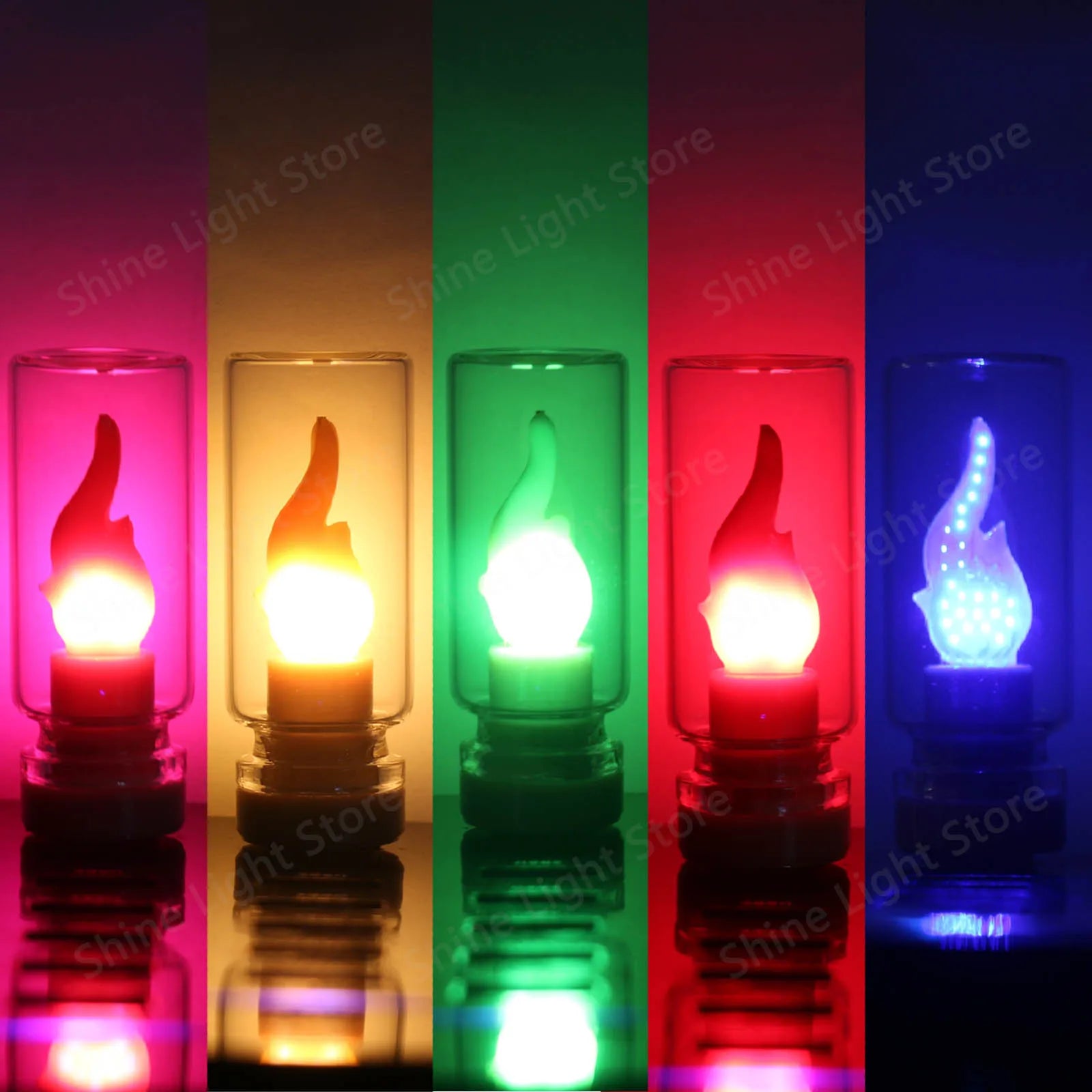 Five Color 5V LED Cob Flash Candle Edison Flame Bulb Night Light Camping Festival Decoration LED Lighting Bulb Accessories DIY