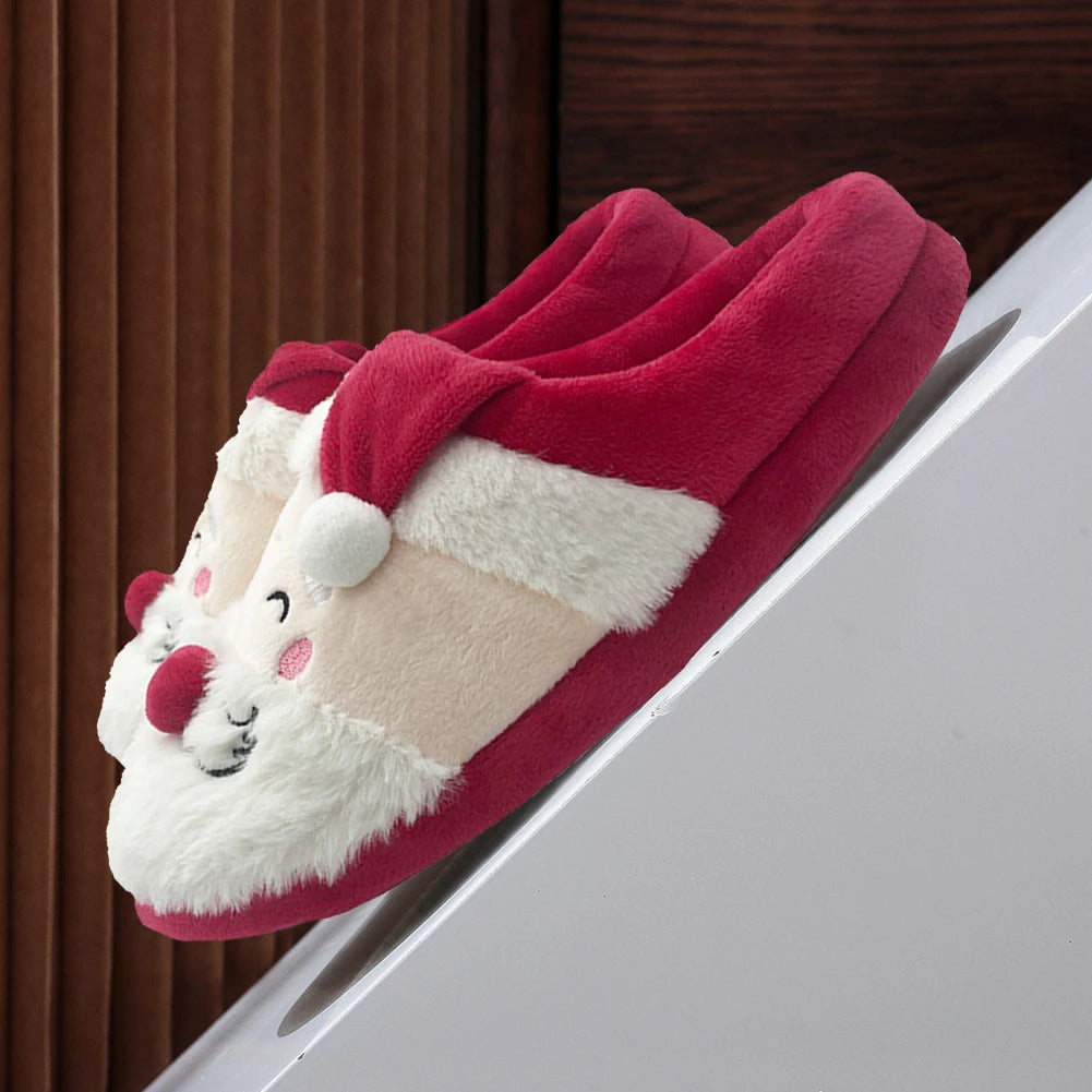 Christmas Slippers Cartoon Santa Claus Warm Slipper Anti-Slip Indoor Designer Xmas Thicken Cotton Slippers For Women Men Shoes