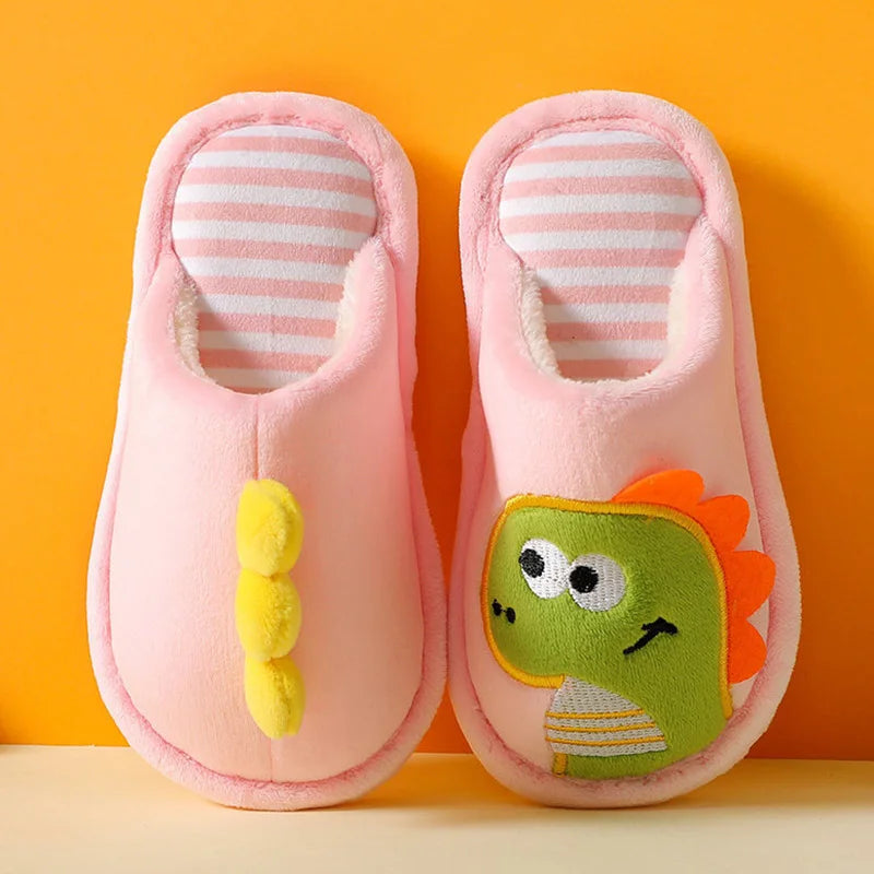 Dino Slide on Slippers for Kids – Unisex Cartoon House Shoes
