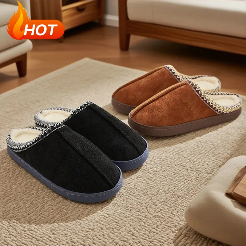 Cotton Slippers for Autumn and Winter Indoor--Thick-Soled Non-Slip Couple Warm Fleece-Lined--Soft Sole.