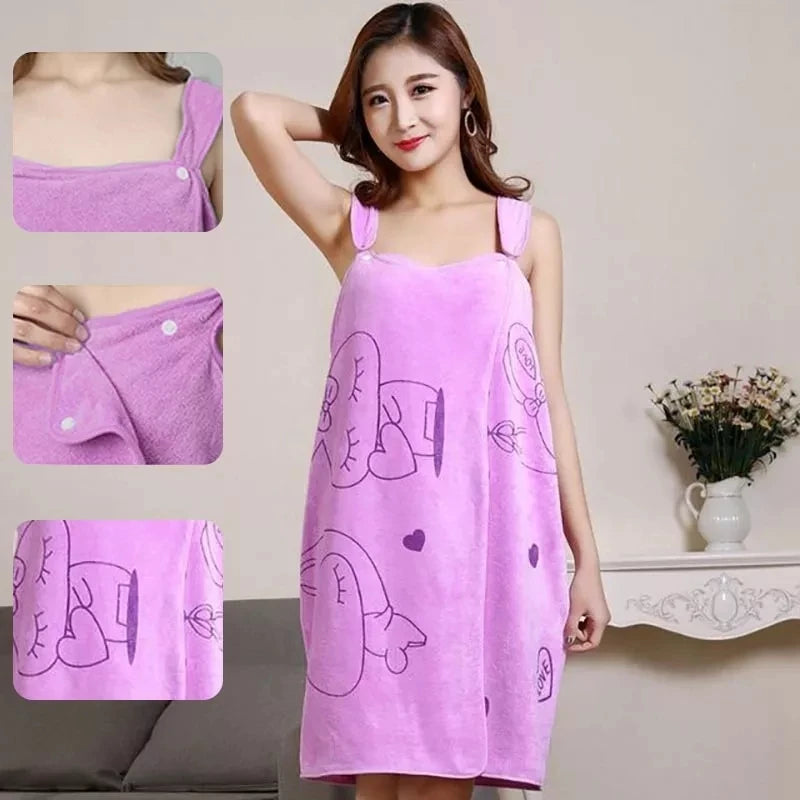 Wearable Bath Towel Superfine Fiber Soft Thicken Woman Bathrobe Water Absorbent Wear Hotel Home Bathroom Accessories