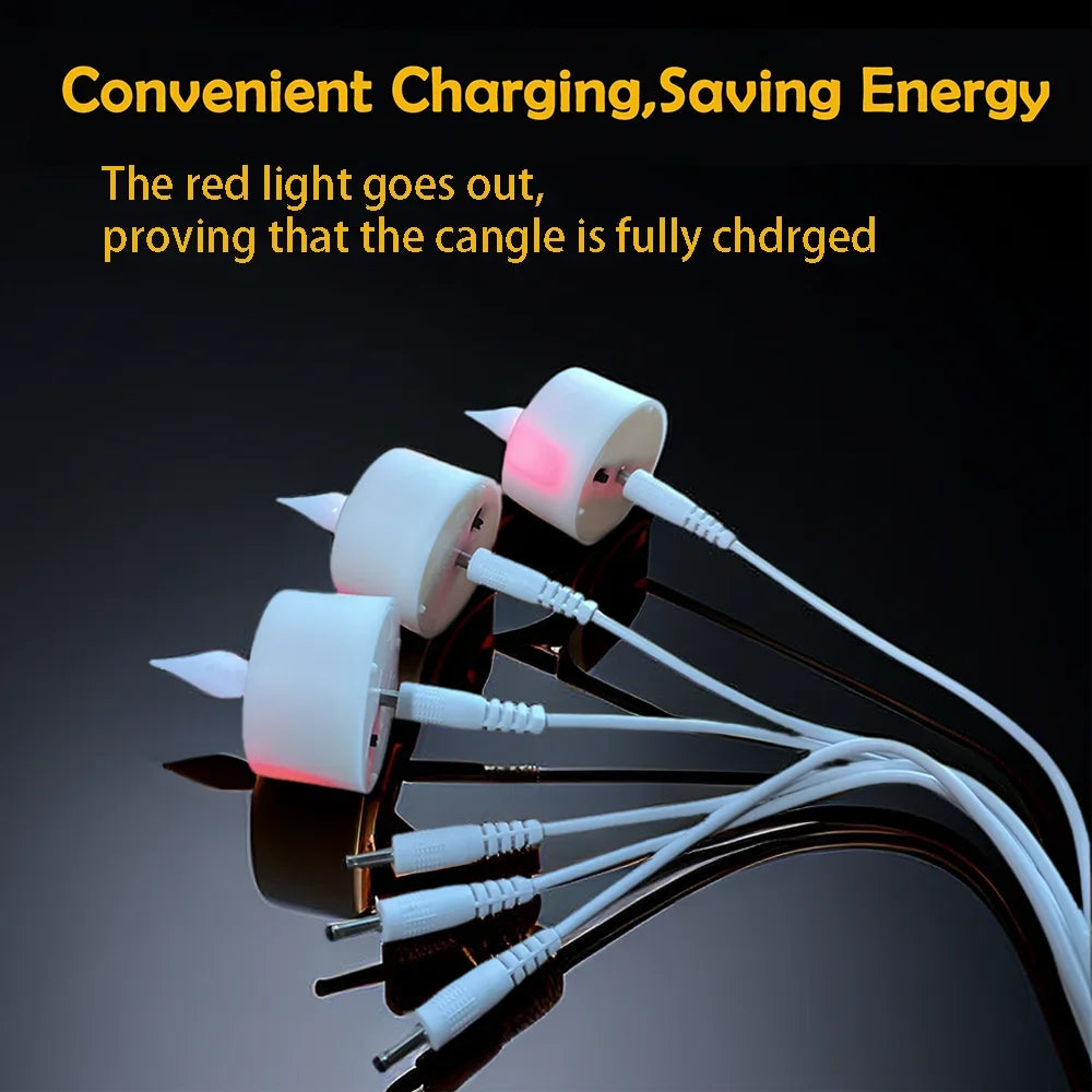 Flameless Flickering LED Candles Light Flameless Candles Rechargeable Candles for Wedding Decor Birthday Party Supplies Warm