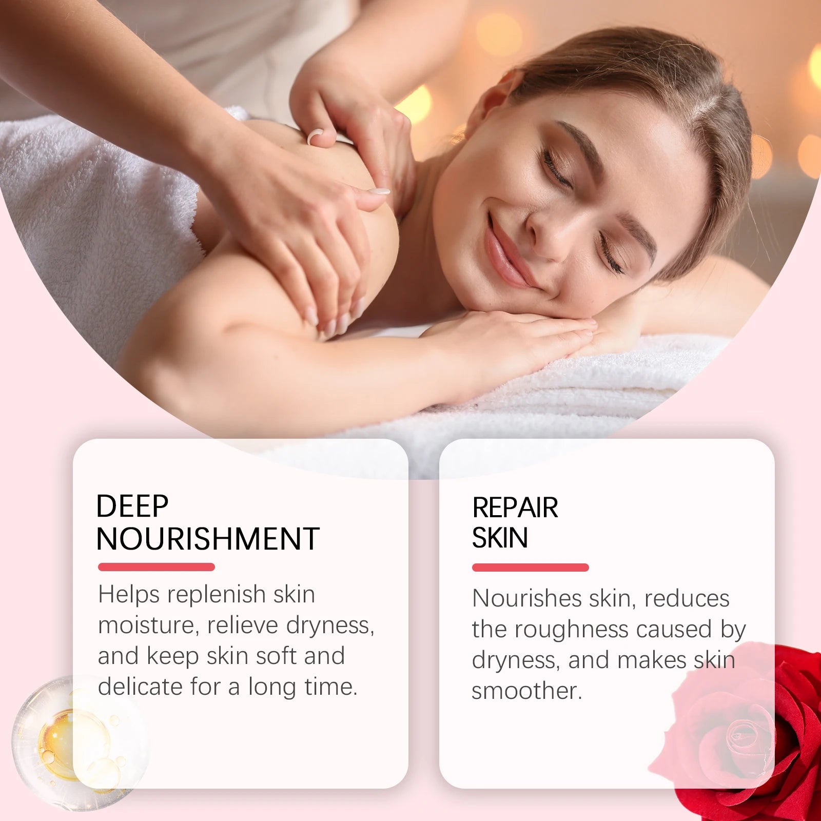 Rose Essential Oil Nourishing Moisturizing Soothing Dryness Skin Soften Delicate Smoothing Massage Essential Oil for Face Body