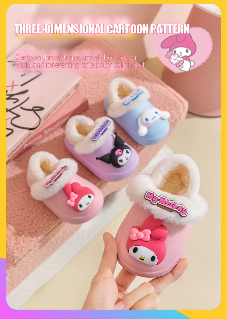 Cute & Cozy Waterproof Cartoon Slippers for Boys & Girls – Winter House Shoes