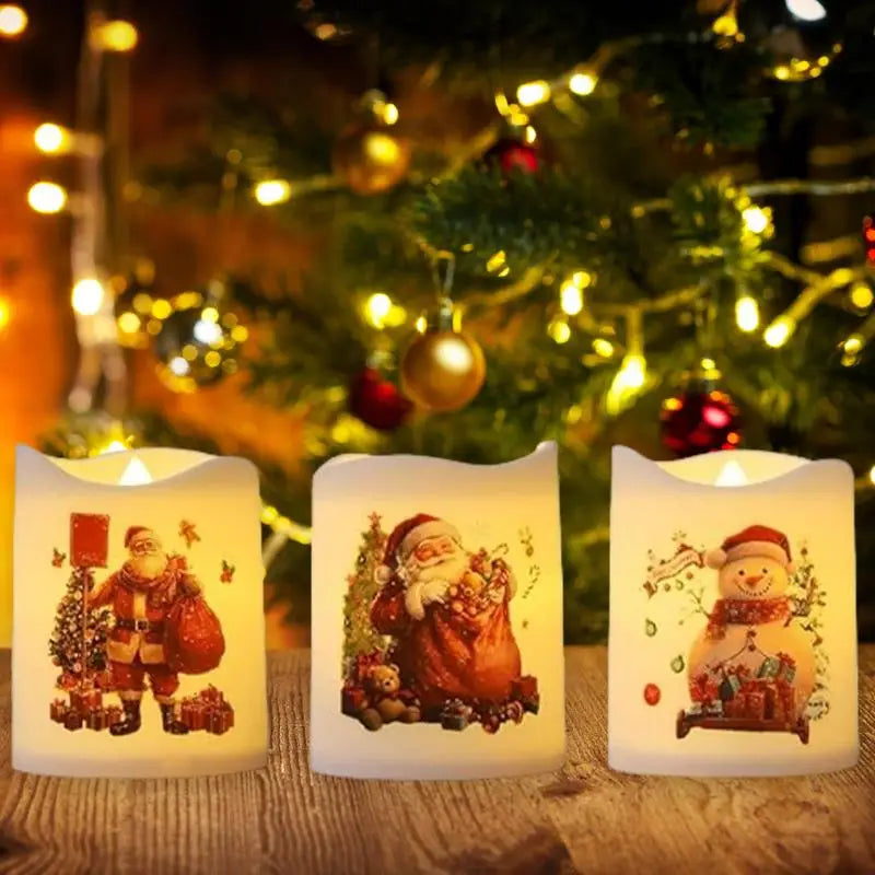Christmas LED Candle Sets Christmas Decor Candle Light Creative wishing Led Tea Light Battery Powered Christmas Snowman Candles