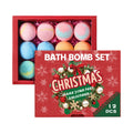 Christmas Bath Bomb Set - 12 PCS Salt Bath Ball with Essential Oils & Shea Butter, Moisturizing Foot Soak for Relaxation