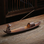 Chinese style retro fishing line incense burner, home decoration with a flat boat lying incense diffuser incense pedestal