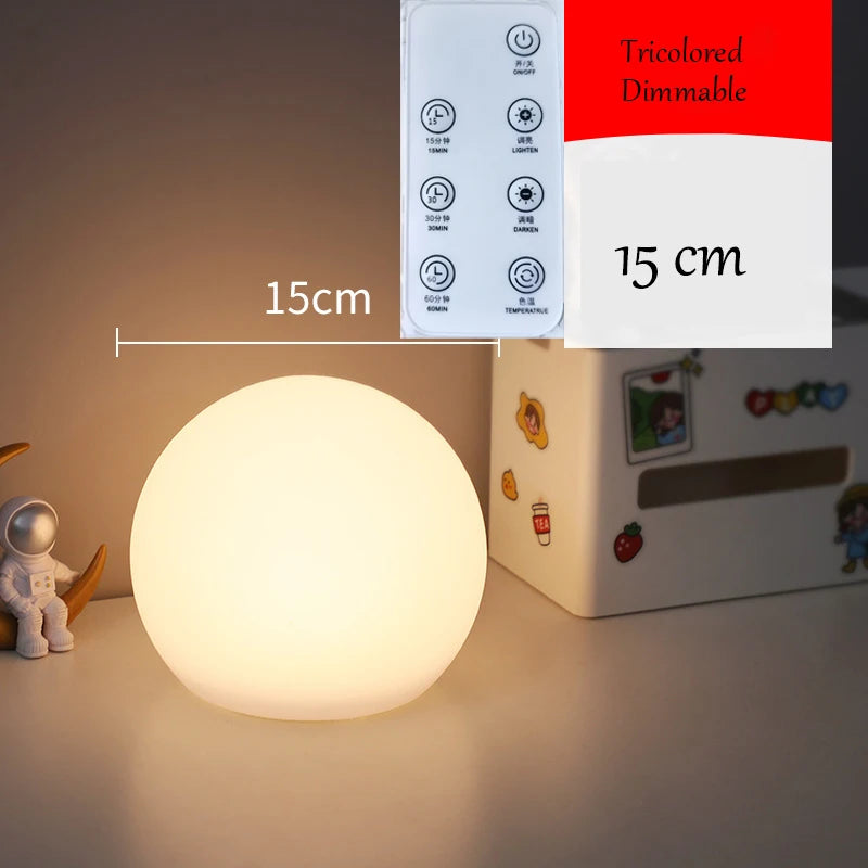 LED Ball Lamp Luminous Globe Light Tricolor or RGB Dimmable USB Rechargebale/AC Powered for Home Decor Bedroom Foyer Living Room
