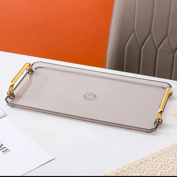 Small&Large Serving Tray with Handles Valet Tray Plastic Serving Tray for Party Kitchen Bathroom Dessert Table Cupcake Display