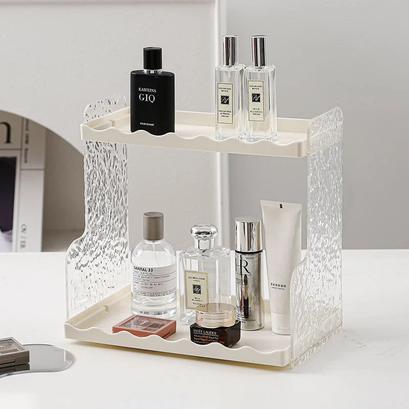 Double Layer Cosmetics Storage Rack Bathroom Toilet Makeup Storage Shelf Washstand Desktop Skincare Storage Organizer Shelf