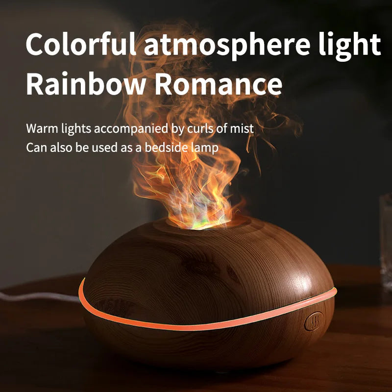 Air Humidifier Aromatherapy Essential Oil Diffuser Wood Grain 200ml Ultrasonic Remote Control 7 Color Lights For Home Bedroom