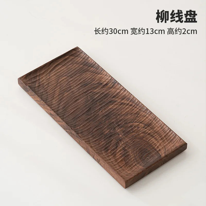 Walnut wood rectangular tray dry bubble tea tray cake bread breakfast snack tray hotel supplies restaurant tea tray