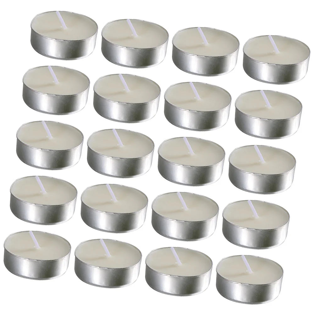 50 Pcs Tea Candles Round Scented Small Smokeless Unscented Room Tealight White Little Tiny Tealights Travel