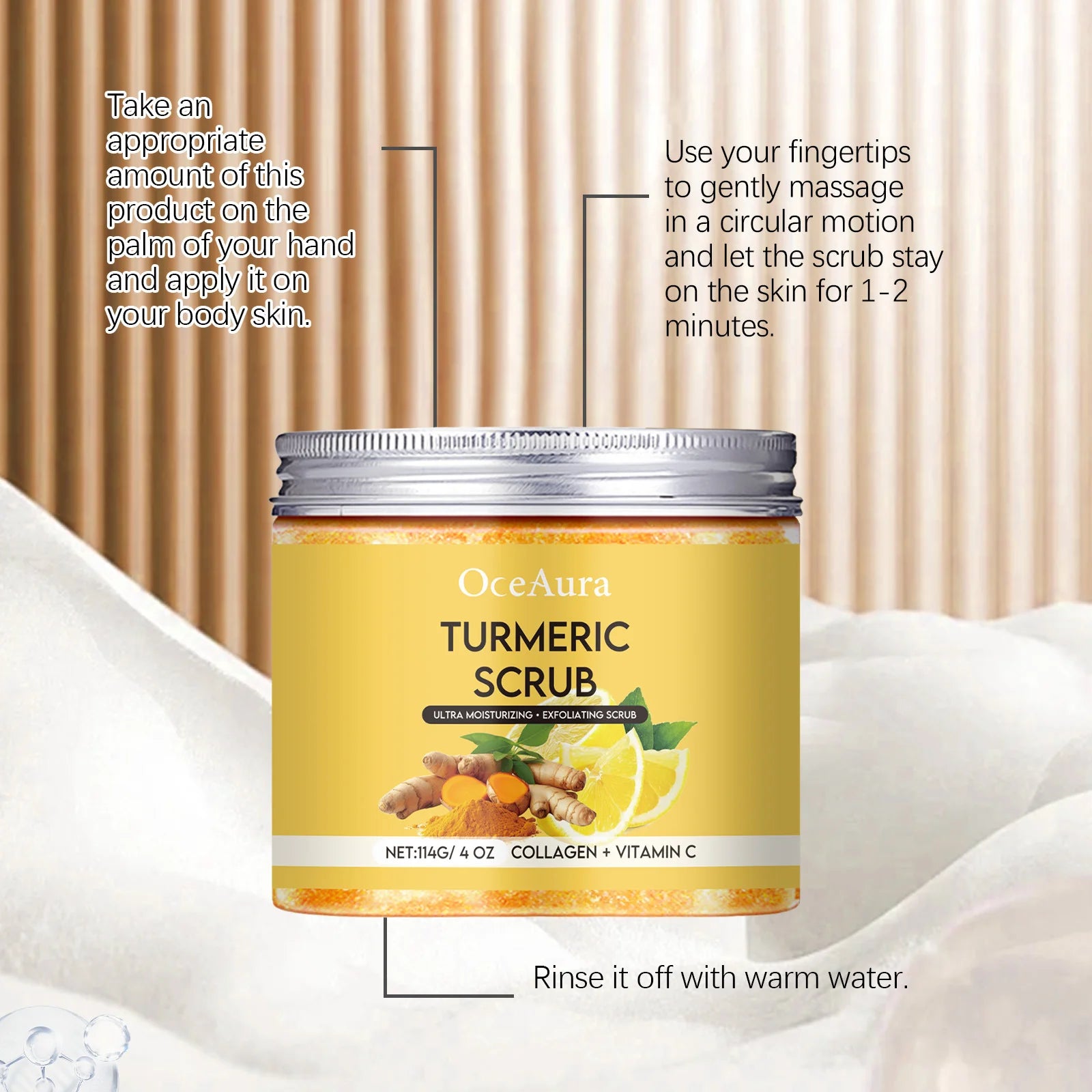 Turmeric Exfoliating Body Scrub Brightening Deeply Cleansing Dead Skin Removal Improve Dullness Refreshing Smoothing Body Scrub
