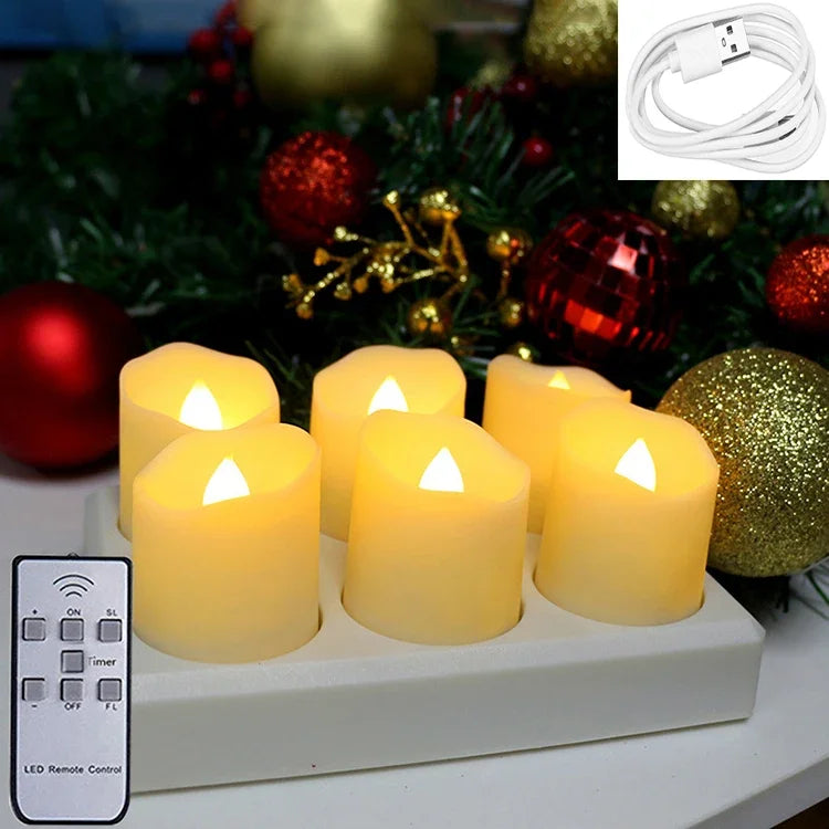 Tea Candle Light Rechargeable Candles Timer Remote LED Light Flameless For Wedding Room Garden Holiday Lighting Home Decoration