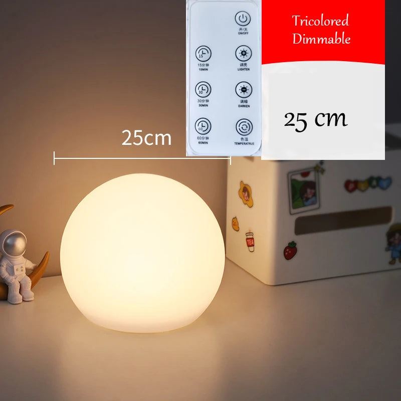LED Ball Lamp Luminous Globe Light Tricolor or RGB Dimmable USB Rechargebale/AC Powered for Home Decor Bedroom Foyer Living Room