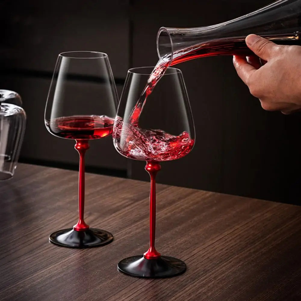 Clear Rotating Glass Wine Glasses 500ml Thickened Base Crystal Goblet Ergonomic Holder Wine Decanter Glass Cup Cocktails